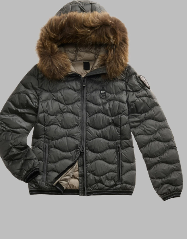 PLUMÍFERO CON BORDE DE PIEL ALDIE BLACK